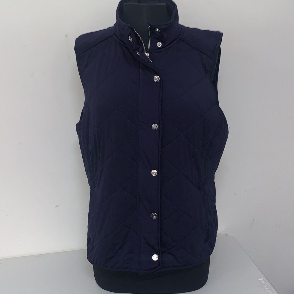 Polo Ralph Lauren Navy Blue Snap/Zip Up Quilted Vest Women’s XL Preppy Casual